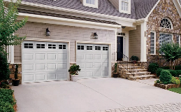 Classic Steel Garage Doors | Elegant Short panel design with Colonial Windows in White Finish
